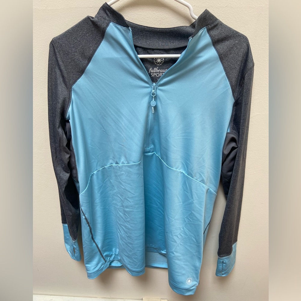 FullBeauty Sport Womens 12 Blue and Gray 1/2 Zip Activewear Jacket